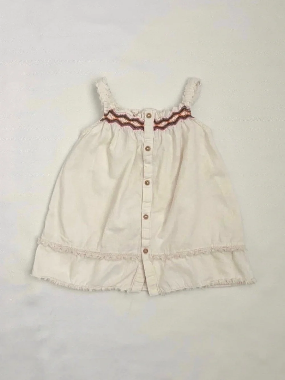 Zara Cream Spaghetti-Strap Dress with Pink Accent
